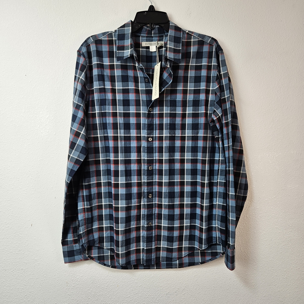 Outerknown Men’s Organic Cotton Long Sleeve Plaid Button Down Shirt Size M NWT